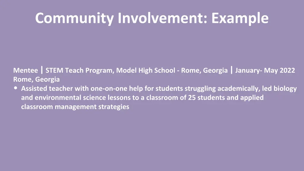 community involvement example