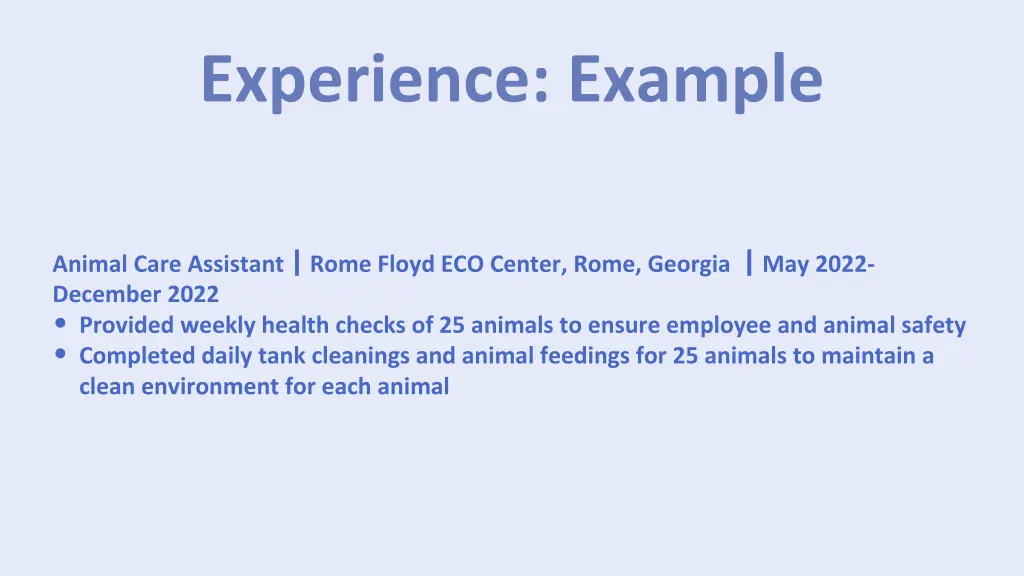 experience example 1