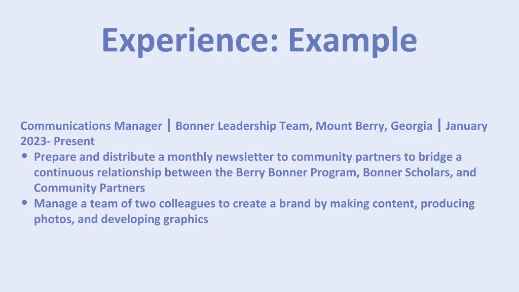 experience example