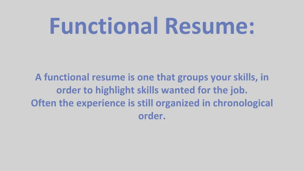 functional resume