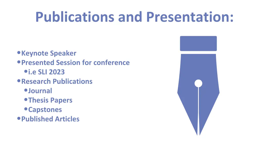 publications and presentation