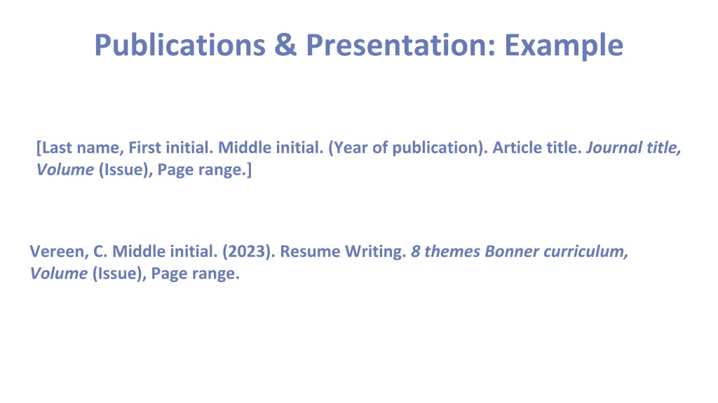 publications presentation example