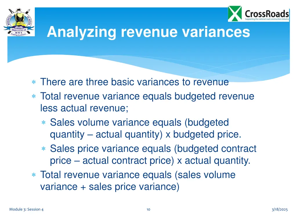 analyzing revenue variances