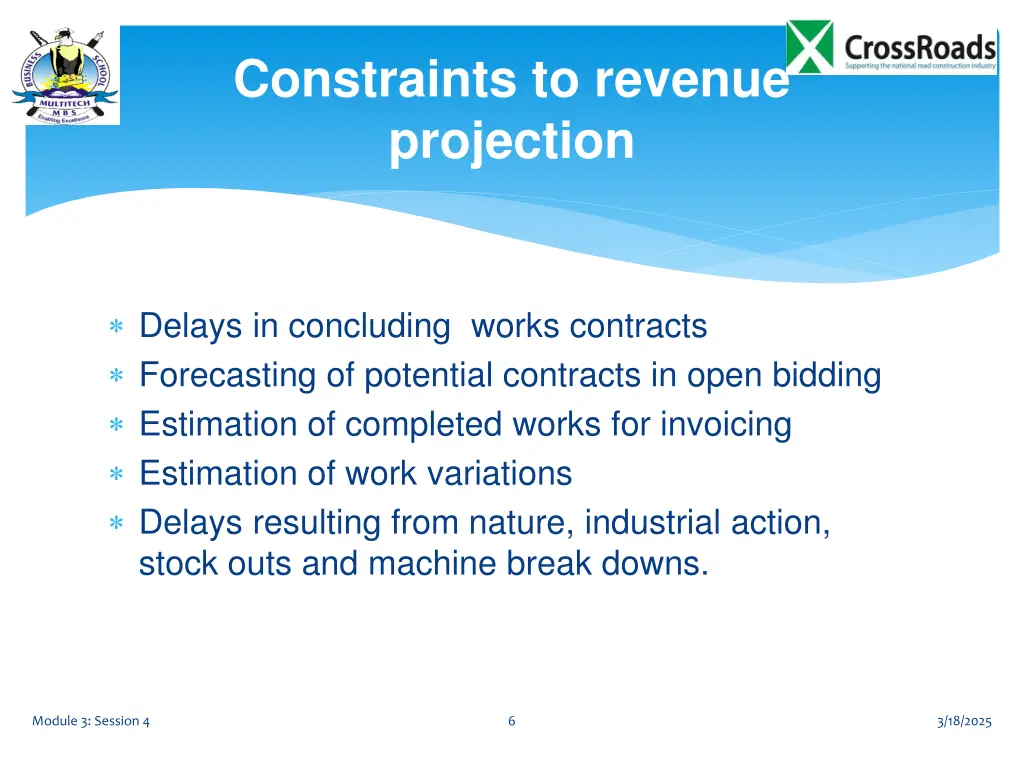 constraints to revenue projection