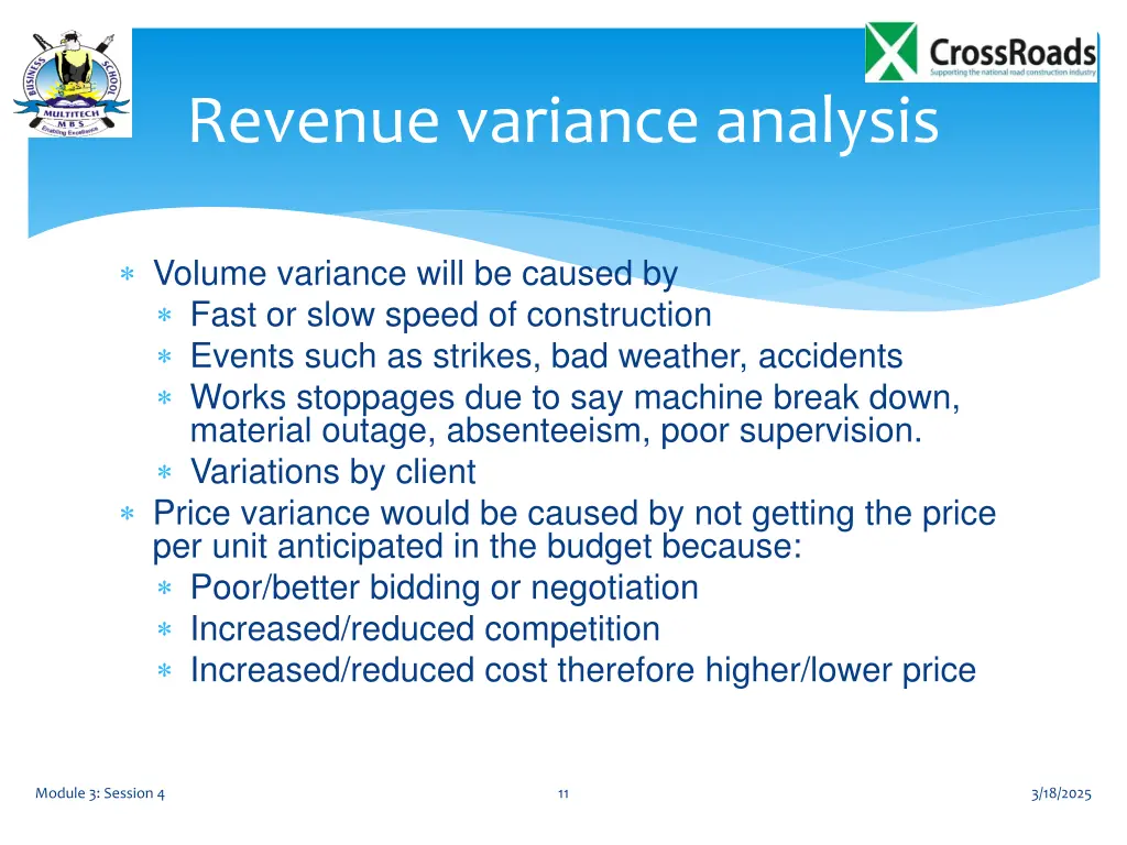 revenue variance analysis