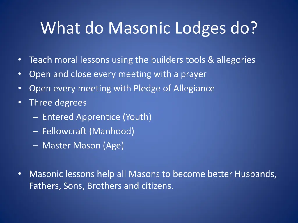 what do masonic lodges do