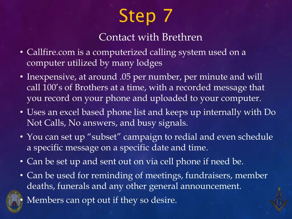 step 7 contact with brethren