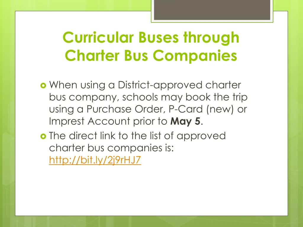 curricular buses through charter bus companies