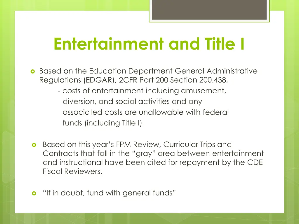 entertainment and title i