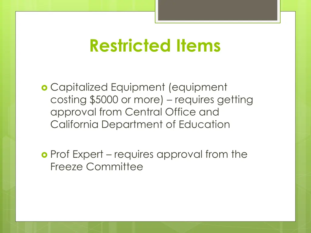 restricted items