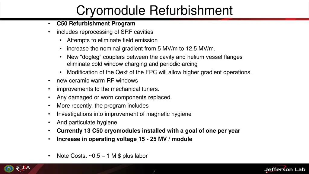 cryomodule refurbishment