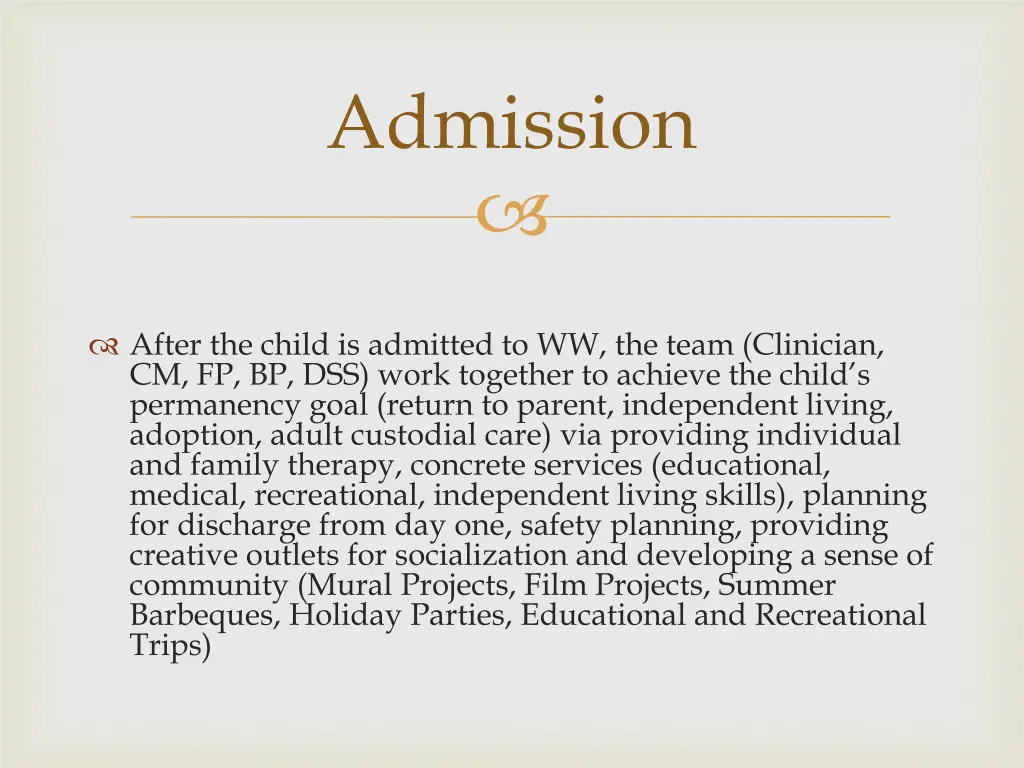 admission