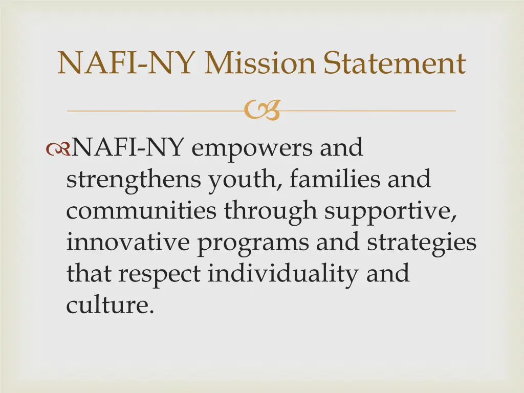nafi ny mission statement