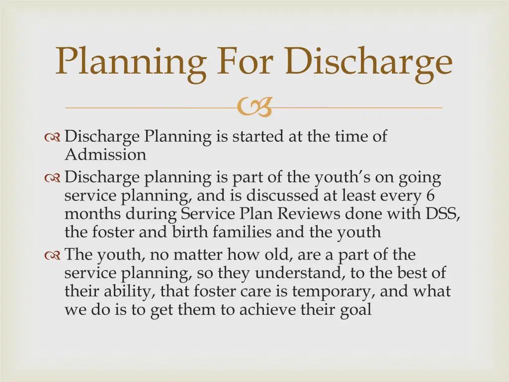 planning for discharge