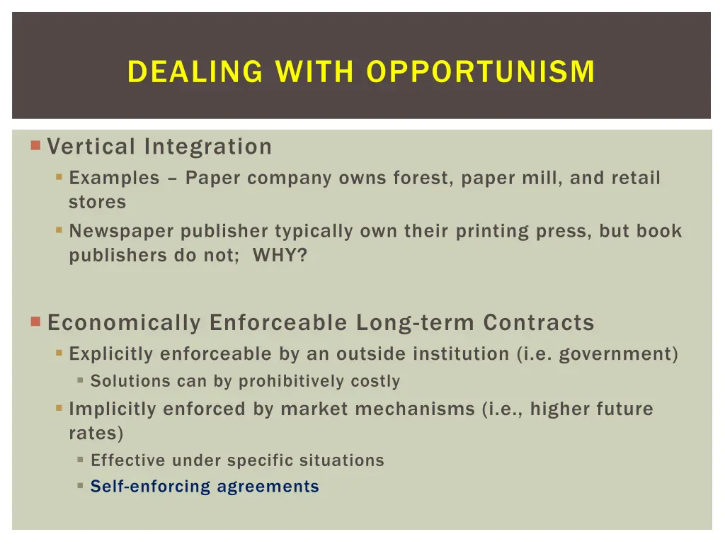 dealing with opportunism