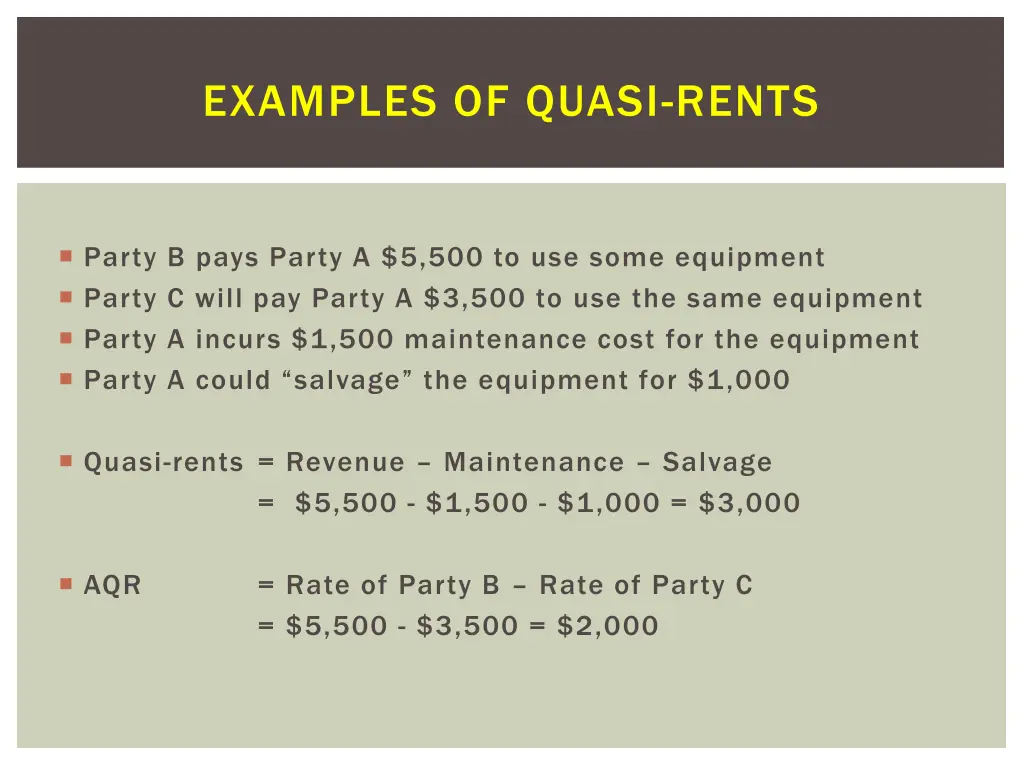 examples of quasi rents