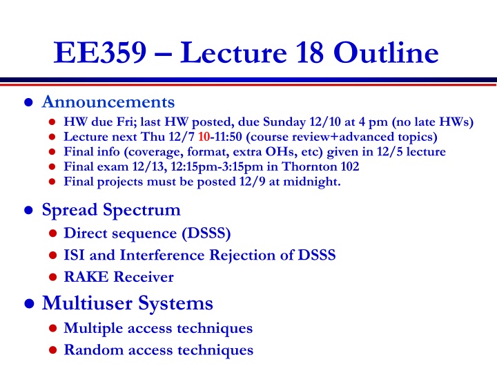 ee359 lecture 18 outline