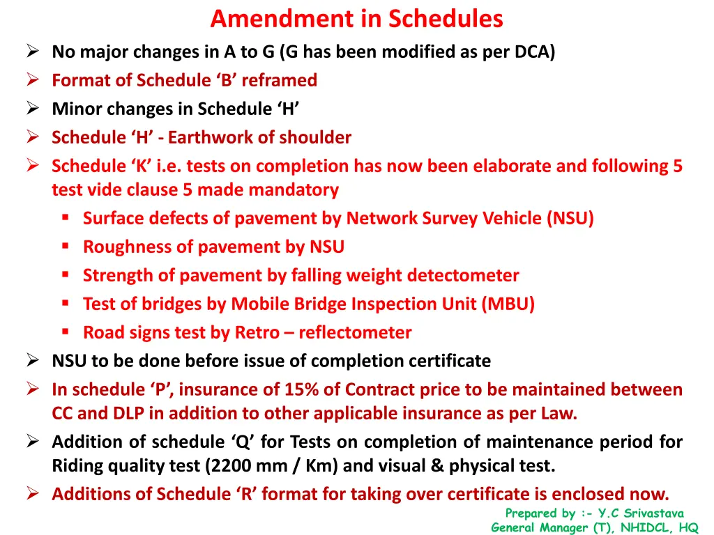 amendment in schedules