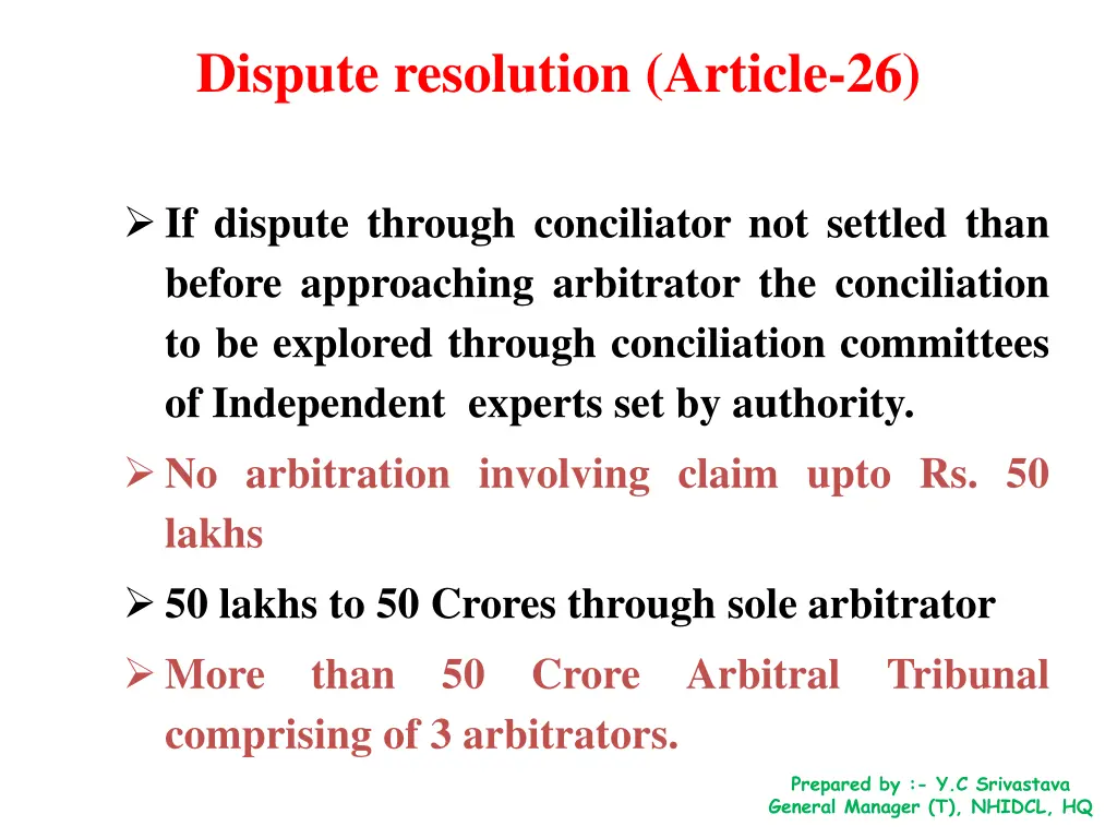 dispute resolution article 26