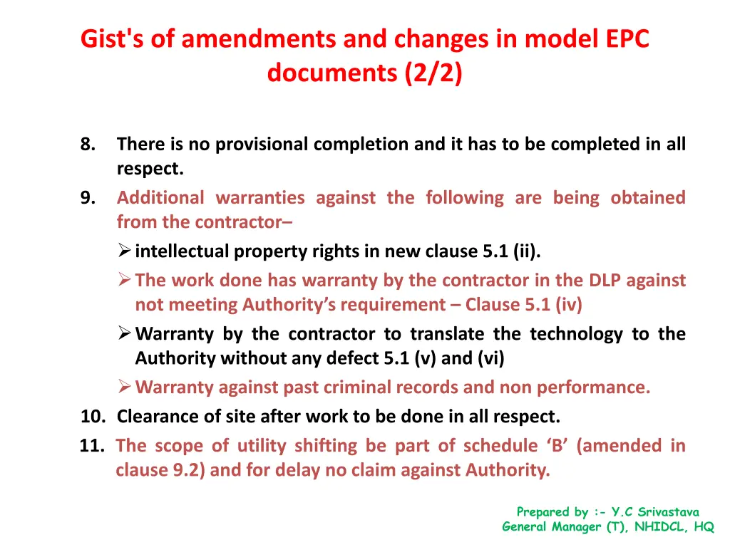 gist s of amendments and changes in model 1