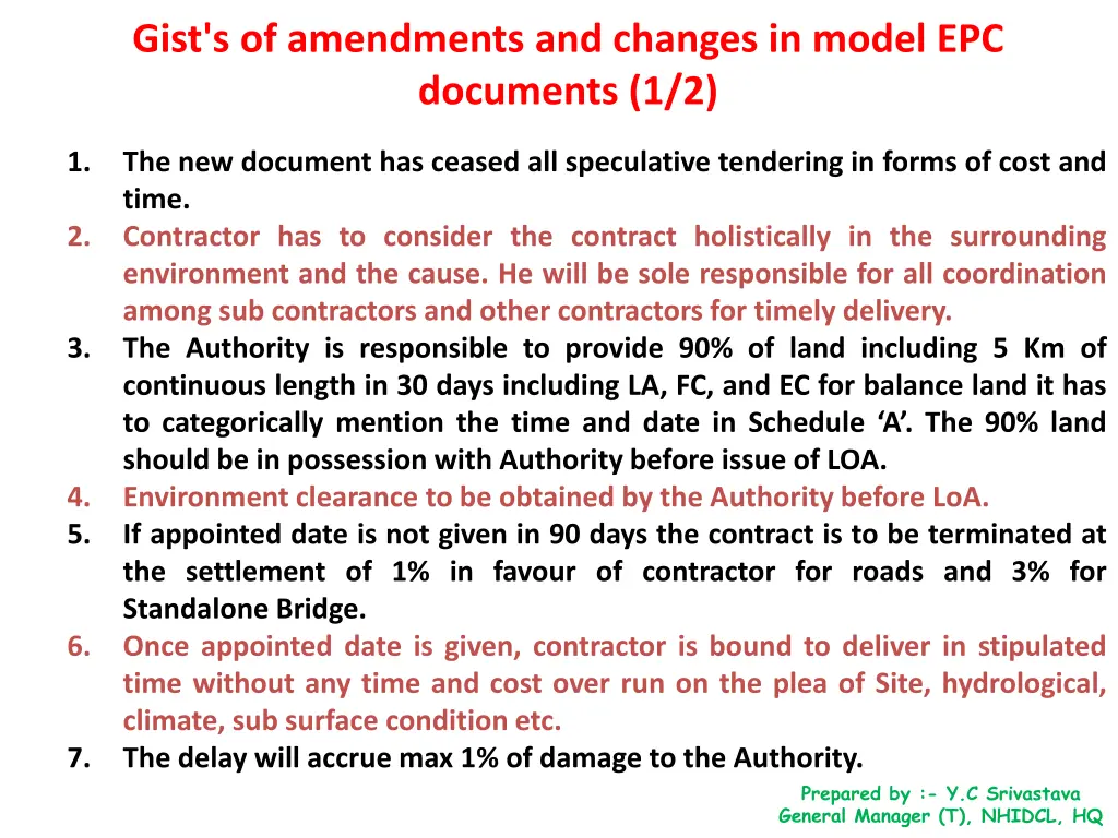 gist s of amendments and changes in model