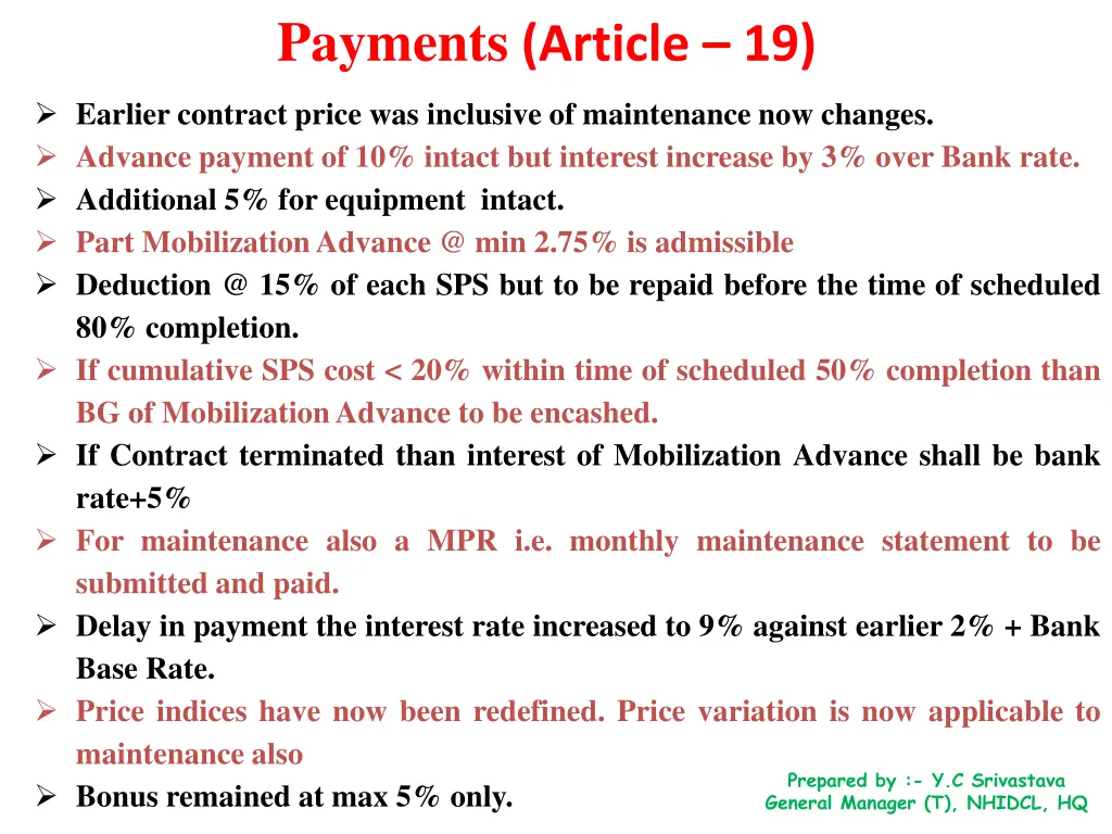payments article 19