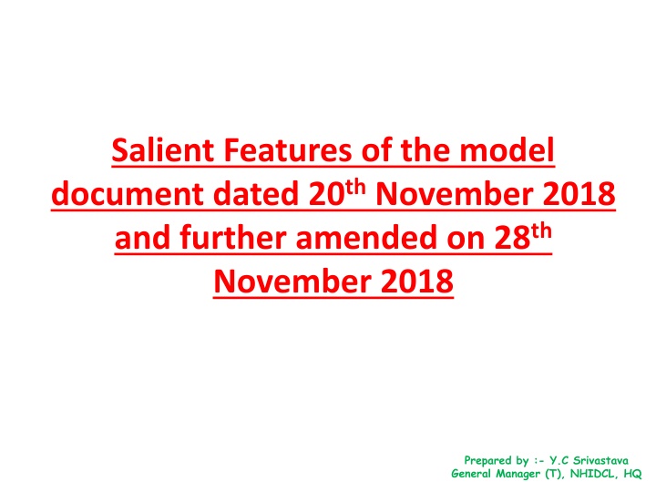 salient features of the model document dated