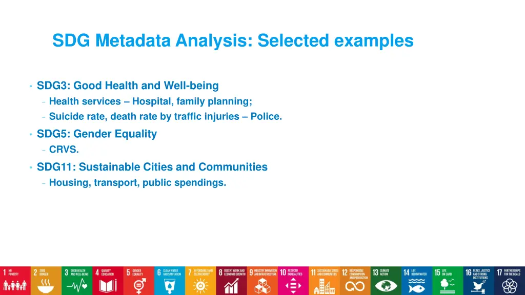 sdg metadata analysis selected examples 1