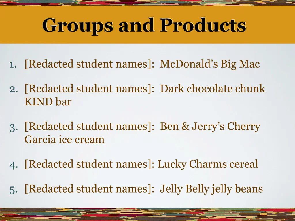 groups and products