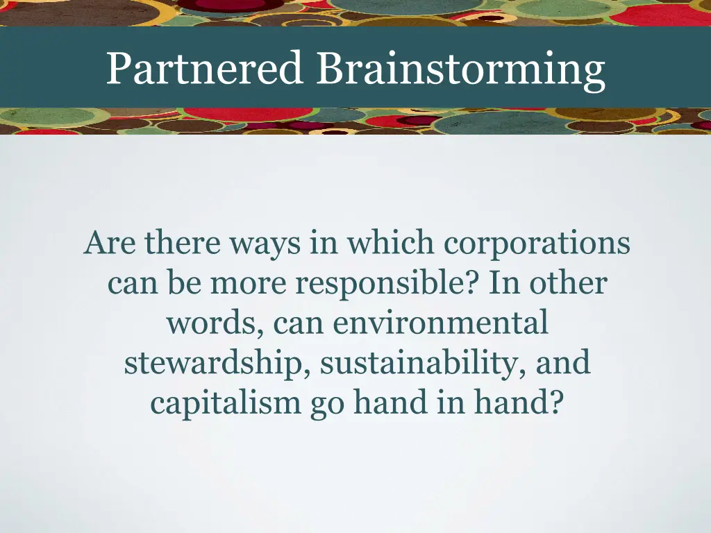 partnered brainstorming