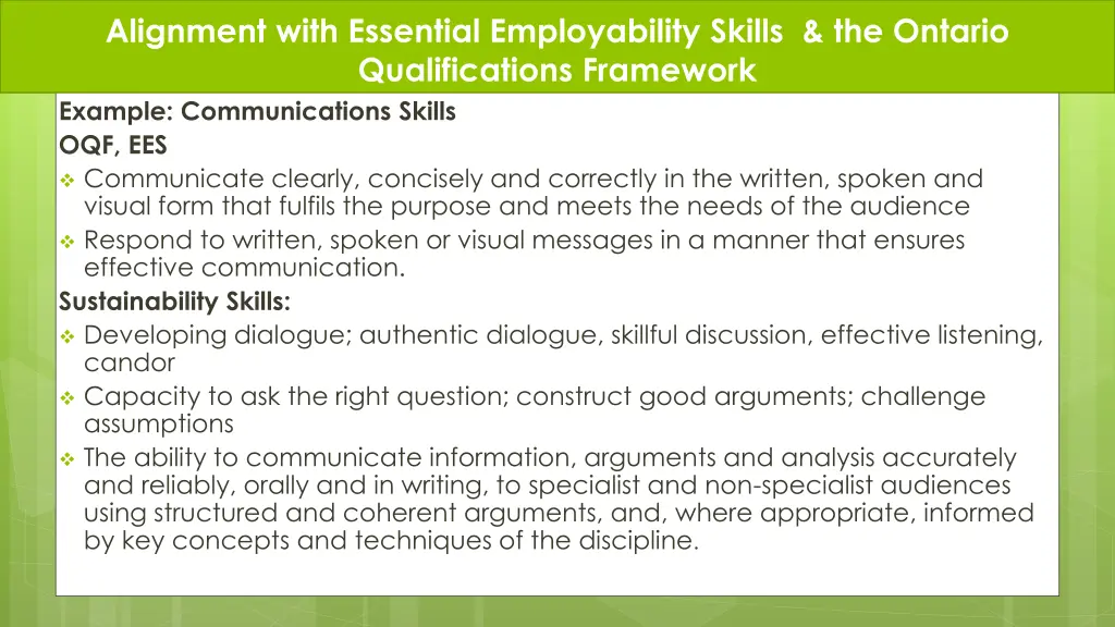 alignment with essential employability skills