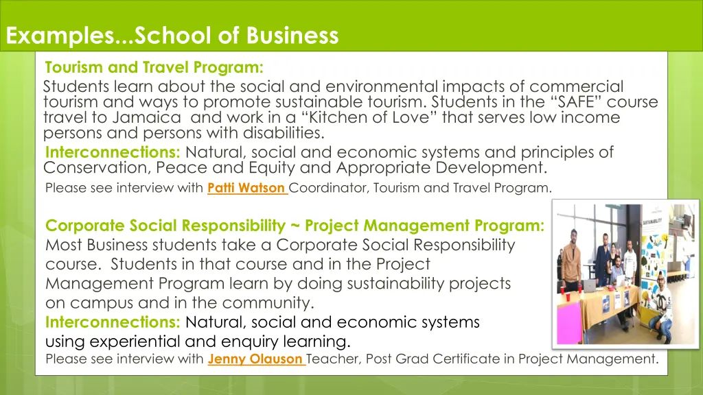 examples school of business tourism and travel