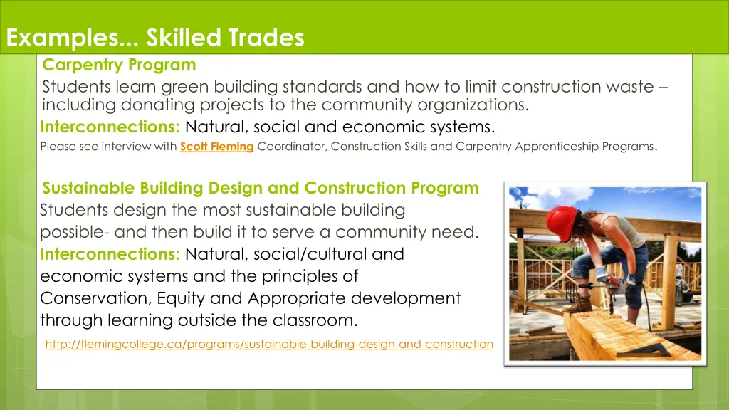 examples skilled trades carpentry program
