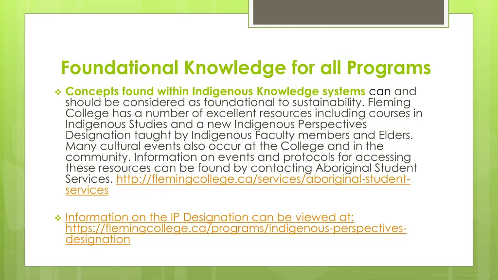 foundational knowledge for all programs