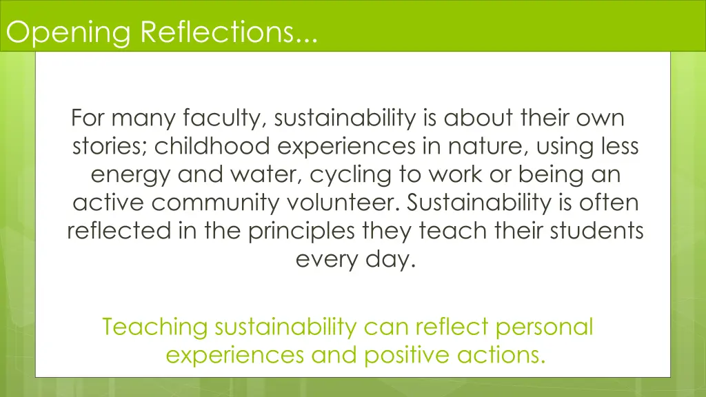 opening reflections