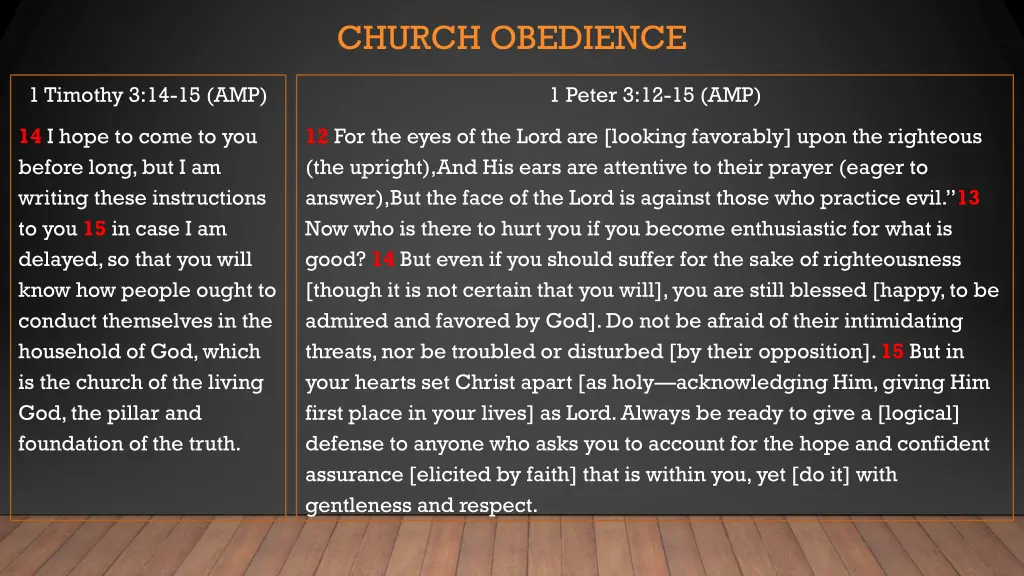 church obedience