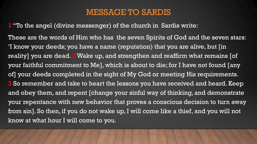 message to sardis