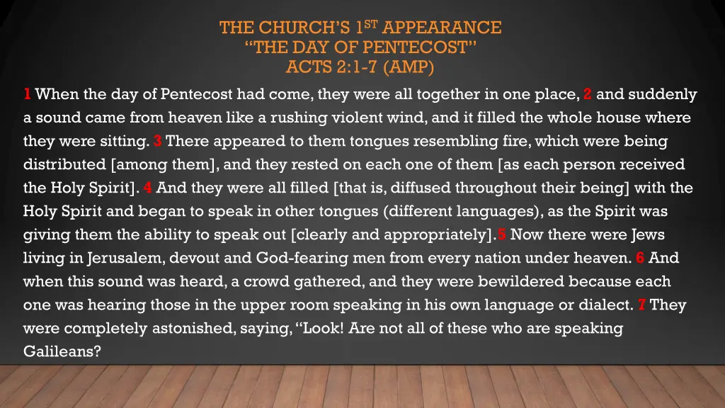 the church s 1 st appearance the day of pentecost