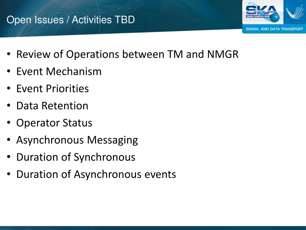 open issues activities tbd 1