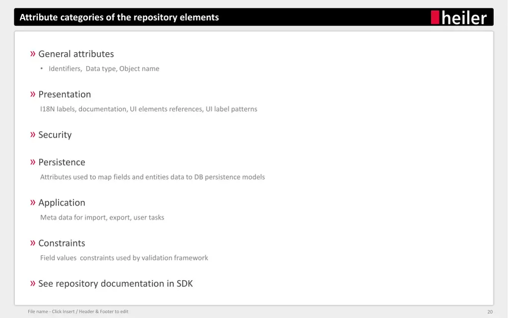 attribute categories of the repository elements