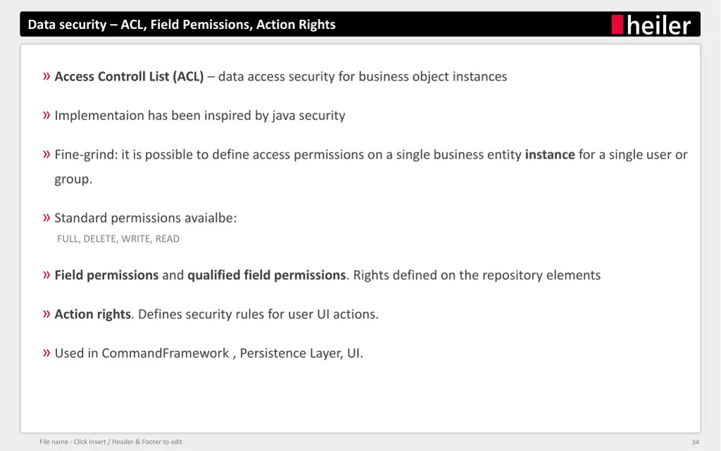 data security acl field pemissions action rights