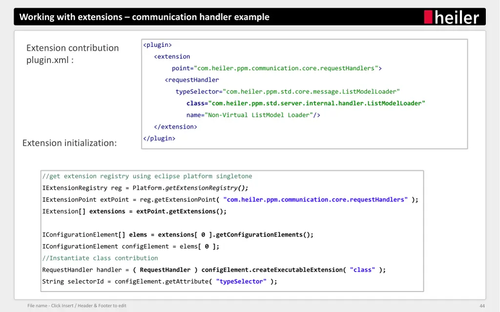 working with extensions communication handler