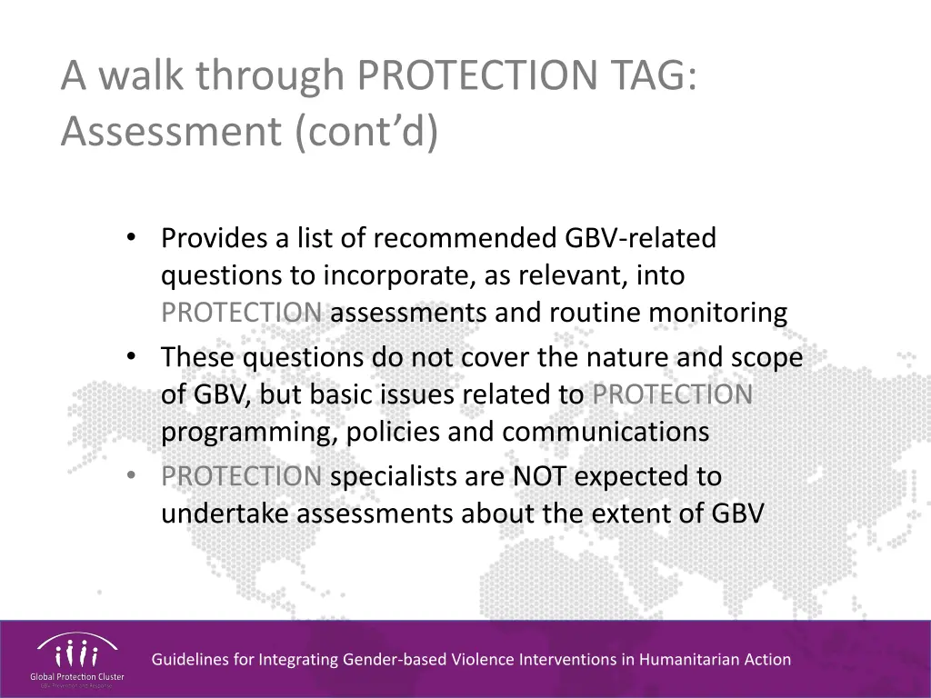 a walk through protection tag assessment cont d