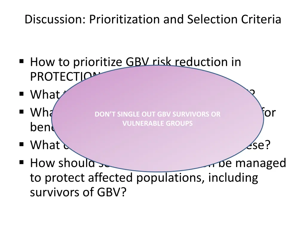 discussion prioritization and selection criteria