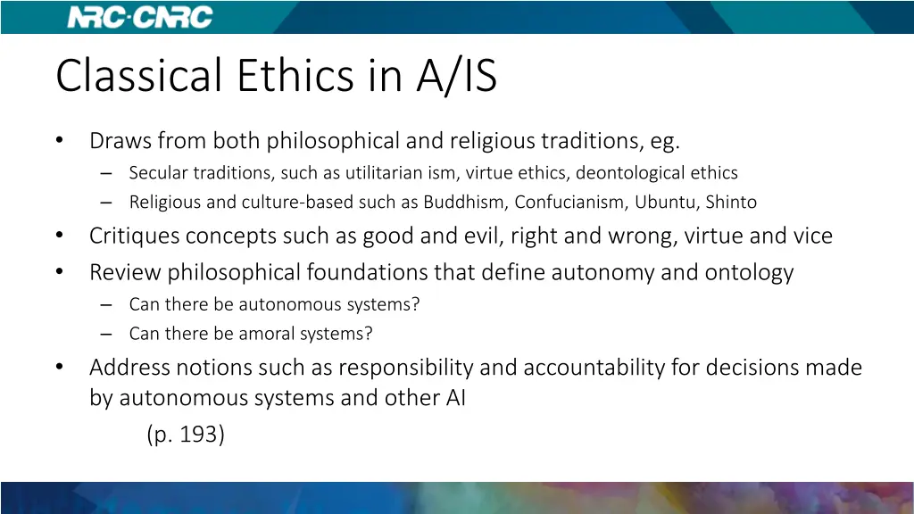 classical ethics in a is