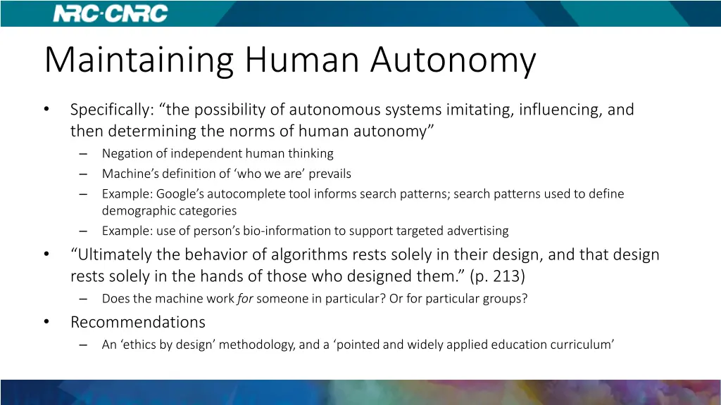 maintaining human autonomy