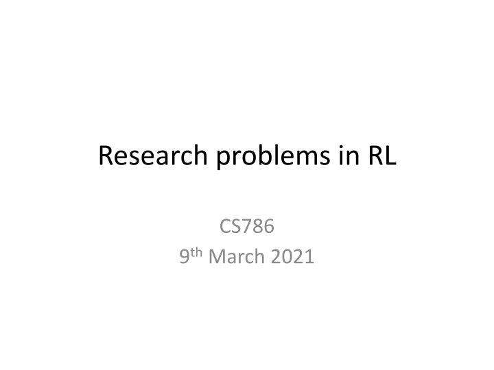 research problems in rl