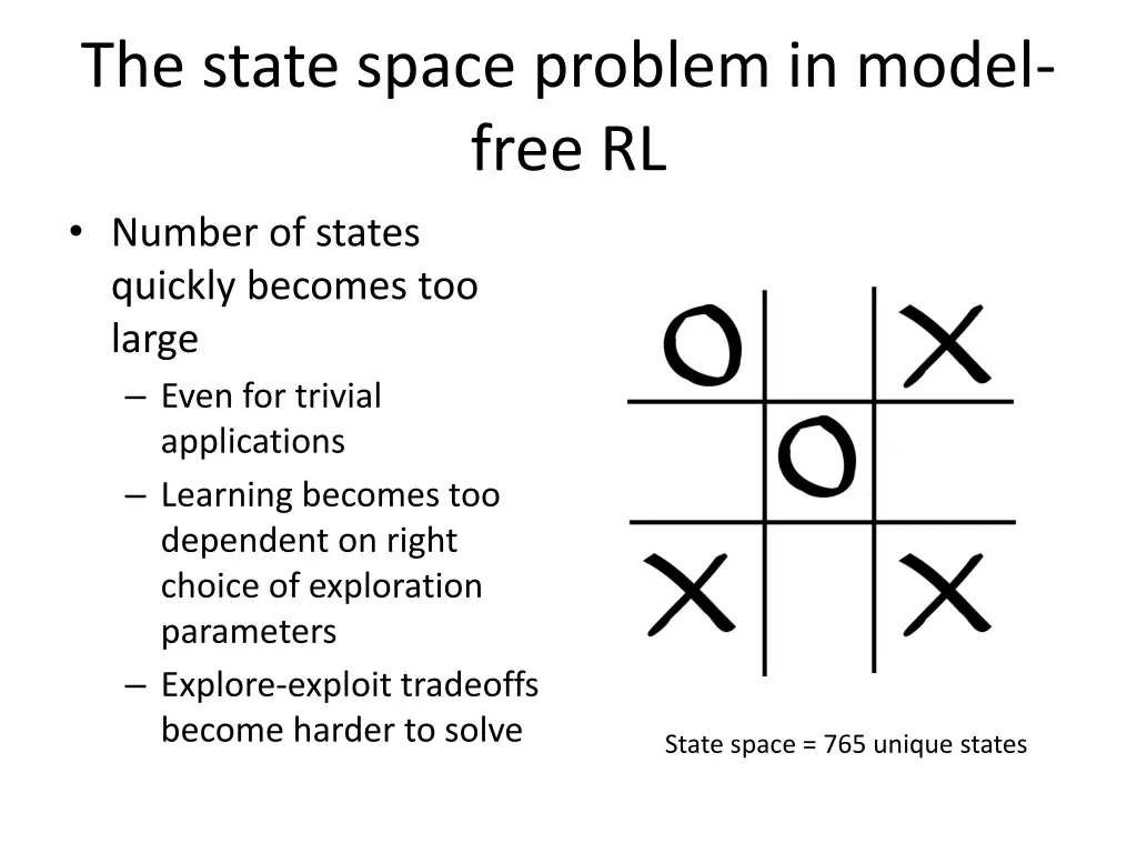 the state space problem in model free rl number