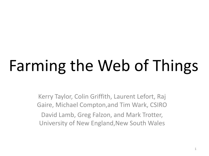 farming the web of things