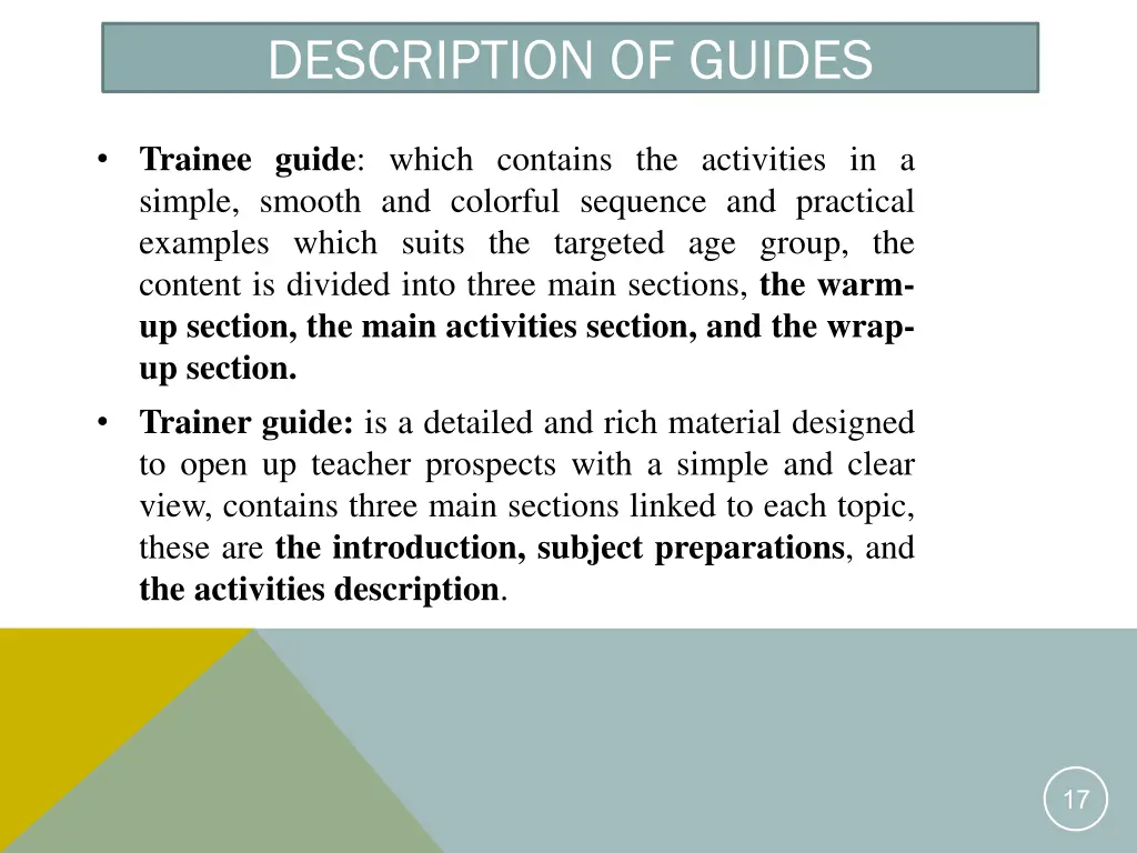 description of guides
